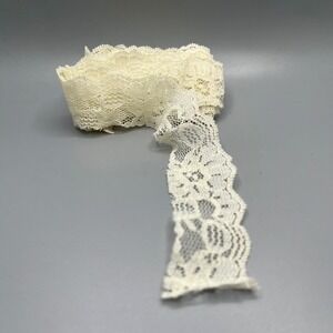 VTG Ivory Lace‎ Trim Scalloped Edge Wedding Bridal DIY Craft  1" x 1 yd 21"